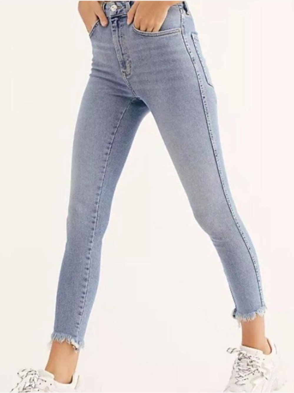 Free People | Women’s Light Blue We The Free High Rise Raw Hem Skinny Jeans 29